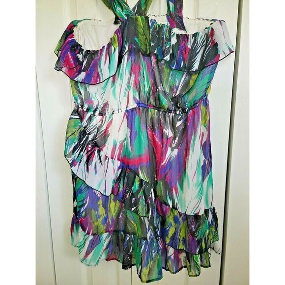 Johnny Martin XXL Paint Splatter Design Short Dress 2X Made‎ in USA Ruffles - Picture 2 of 7